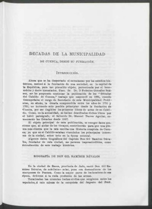 Decadas de la municipalidad de Cuenca, desde su fundación