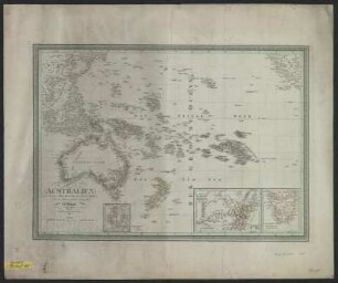 Karte von Australien nach Krusenstern, 1:21 000 000 - 1: 29 000 000, Lithographie, 1838
