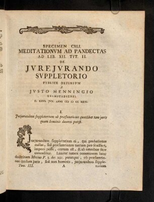 1-14, Sp. 141. De Jurejurando suppletorio