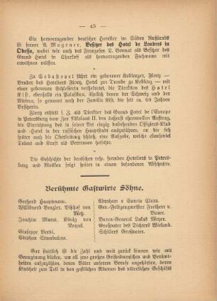 Berühmte Gastwirte Söhne