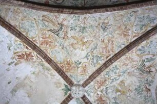 Gewölbebilder mit Drolerien, Ranken- und Laubwerk — Vögel, Ranken- und Laubwerk — Östliche Gewölbekappe