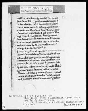 Augustinus, Libri contra mendacium — Initiale I(nter ceteras virtutes), Folio 86 recto