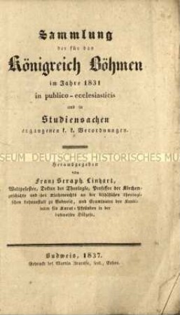 Verordnungen für das Königreich Böhmen. 1831