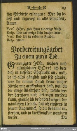 Vorbereitungsgebet Zu einem guten Tod