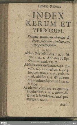 Index Rerum Et Verborum
