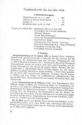 Tätigkeitsbericht für das Jahr 1958
