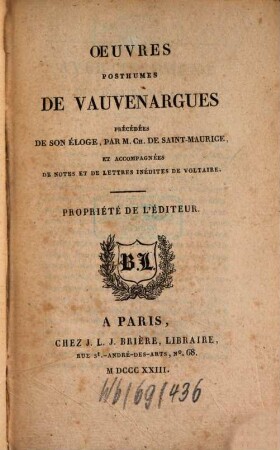 Oeuvres posthumes
