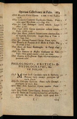 Philologici, Critici, Epistolographi, &c. In Folio.