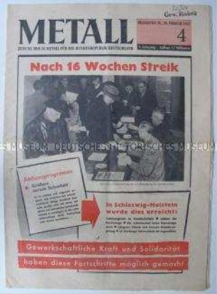 Wochenzeitung der IG Metall zum Metallarbeiterstreik in Schleswig-Holstein