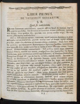 Liber Primus. De Vaticiniis Generatim.