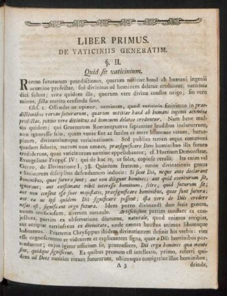 Liber Primus. De Vaticiniis Generatim.