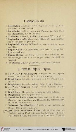 II. Porzellan, Majolika, Fayence (Nr. 14-78)