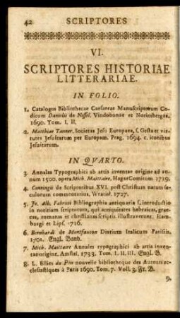 VI. Scriptores Historiae Litterariae