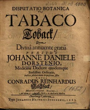Disputatio Botanica De Tabaco : = Toback