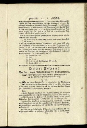 Dritter Abschnitt. Von der, wegen Nichterfüllung des Pachtcontrackts, sowohl fürs Vergangene anzustellenden Indemnisations - als fürs Künftige nothwendigen Mandats-Klage.