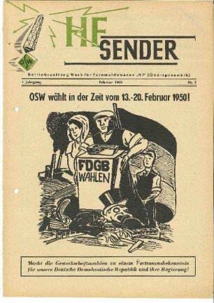 Betriebszeitung HF-Sender vom Februar 1950