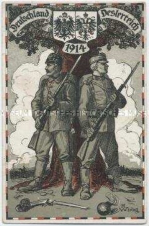 Postkarte zur deutsch-österreichischen Waffenbrüderschaft