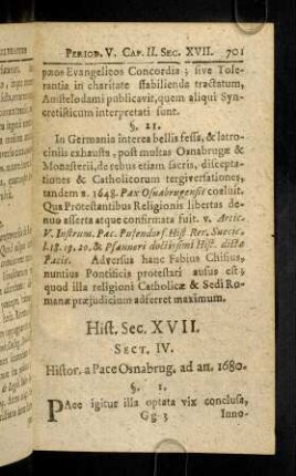 701-712, Sectio IV § 1 - 8