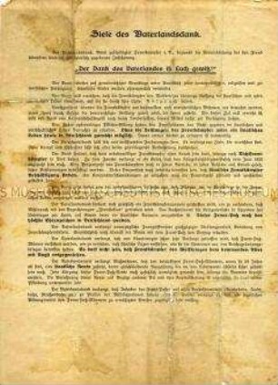 Programmatisches Flugblatt der Organisation "Vaterlandsdank"