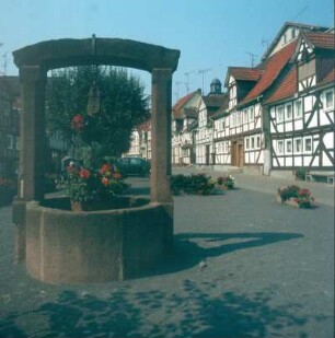 Lauterbach. Brunnen und Fachwerkwohnhäuser