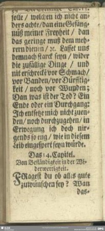 Das 14. Capitel. Von Beständigkeit in der Widerwertigkeit