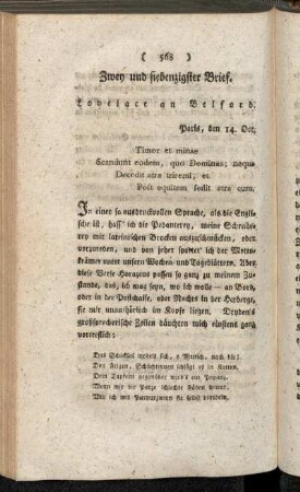 Zwey und siebenzigster Brief. Lovelace an Belford. - Sieben und siebzigster Brief. Lovelace an Belford.