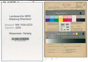 Entnazifizierung Hedwig Wesemeier , geb. 18.01.1921 (Kaufmaennische Angestellte)
