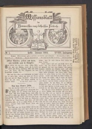 N°. 1. Januar 1916. XVIII. Jahrgang