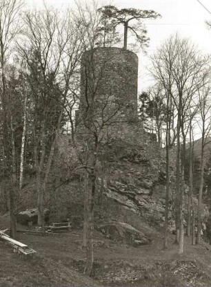 Burgruine Lauterstein : Niederlauterstein, Ruine der Burg Lauterstein, runder Turm von Süden