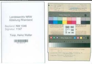 Entnazifizierung Heinz Walter Toop , geb. 04.09.1913 (Bergmann)