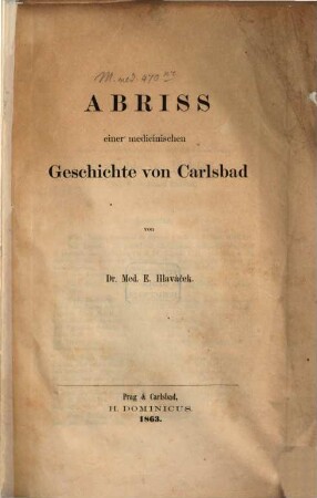 Abriss einer medicinischen Geschichte von Carlsbad