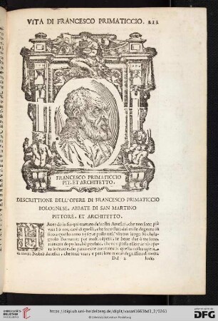 Descrittione dell'Opere di Francesco Primaticcio Bolognese, Abbate di San Martino Pittore, et Architetto