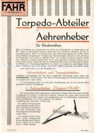 Aehrenheber für Bindemäher