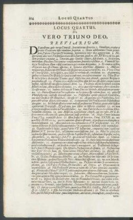 Locus Quartus. De Vero Triuno Deo.