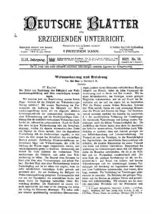 Weltanschauung und Erziehung : (Schluß)