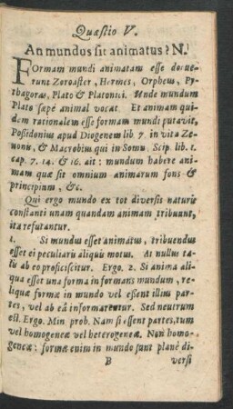 Quaestio V. An mundus sit animatus?