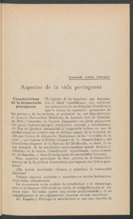 Aspectos de la vida portuguesa