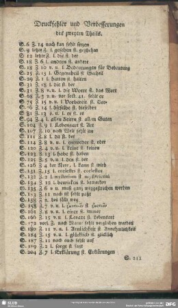 Druckfehler und Verbesserungen des zweyten Theils