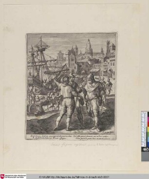 [Jona am Hafen von Joppe; Jonah at the harbour of Joppa negotiating his embarkation, Jon.1:3]