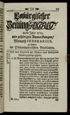 Monath Februarius.