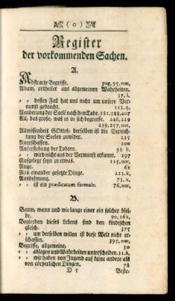 Register der vorkommenden Sachen