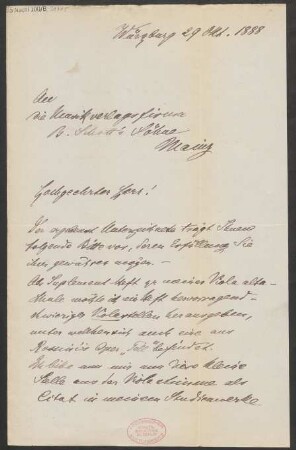 Brief an B. Schott's Söhne : 29.10.1888