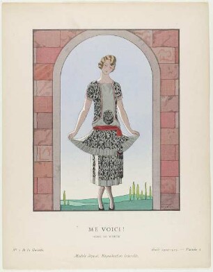 "Me Voici! Robe, de Worth" (Illustration aus "Gazette du Bon Ton", No.1, 1924-25, Pl. 3)