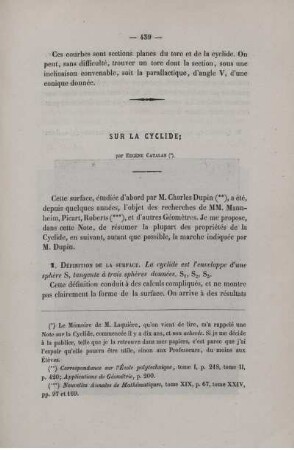 Sur la cyclide.