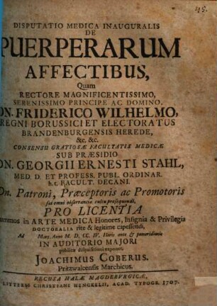 Disputatio medica inauguralis de puerperarum affectibus
