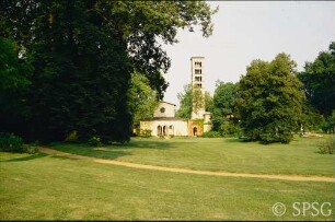 Potsdam, Park Sanssouci, Marlygarten, Blick zur Friedenskirche.