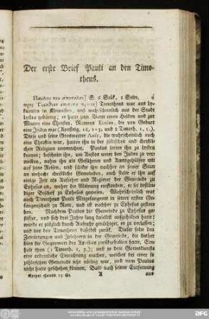 Der erste Brief Pauli an Timotheus.