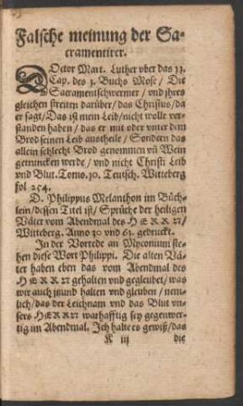 Falsche meinung der Sacramentirer.