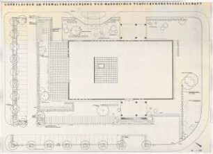 Grünflächen am Verwaltungsgebäude der Mannheimer Versicherungsgesellschaft, Mannheim: Gartenplan 1:100