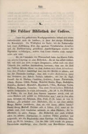 X. Die Fuldaer Bibliothek der Codices.